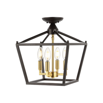 Plains Mini Lantern 12" Iron Modern Farmhouse LED Flush Mount